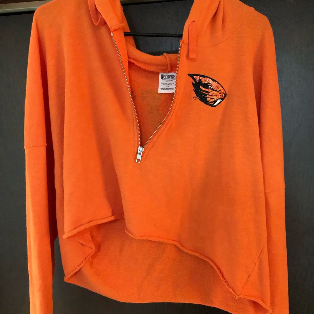 Pink cropped OSU hoodie